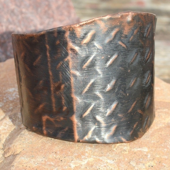Solid Copper Armor Industrial Cuff Bracelet Unisex Gladiator Patina Spartan - Picture 4 of 7
